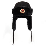 Soviet Army Military Badge Russia Ushanka Bomber Hats Pilot Trapper Aviator Cap