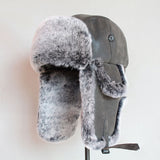 Bomber Hats Winter Men Warm Russian Ushanka Hat with Ear Flap Pu Leather